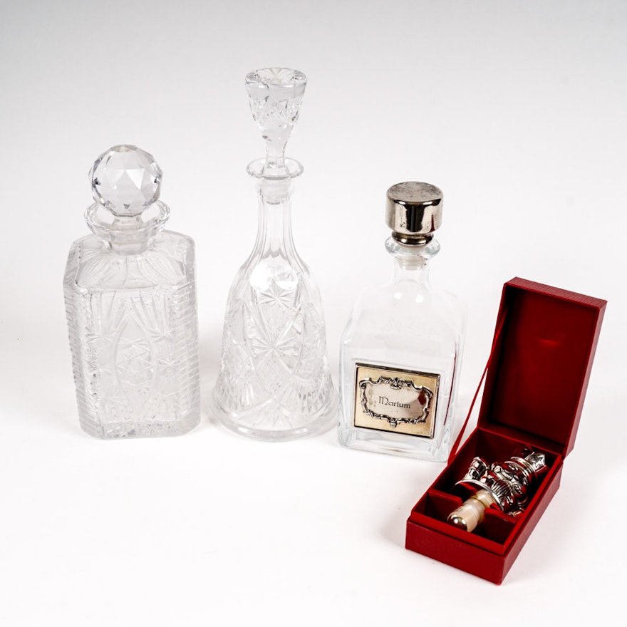 Glass Decanters and Nutcracker Stopper