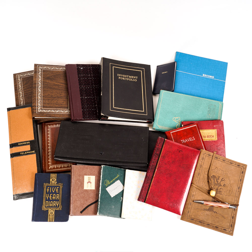 Assortment of Vintage Blank Books, Diaries and Record Books