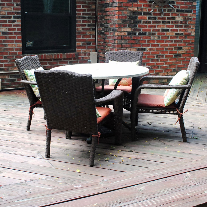 Wicker Style Metal Patio Table with Chairs