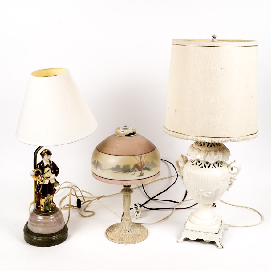 Group of Three Ornate Vintage Table Lamps