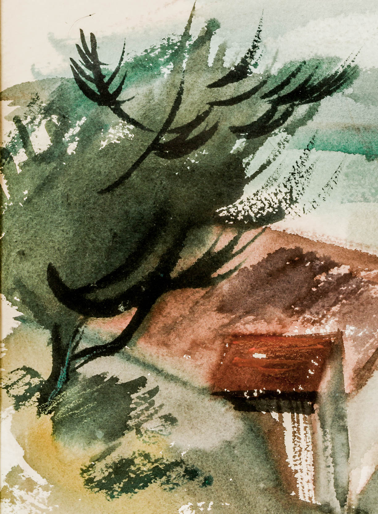 Don Werner Framed Watercolor Painting of a Coastal Landscape