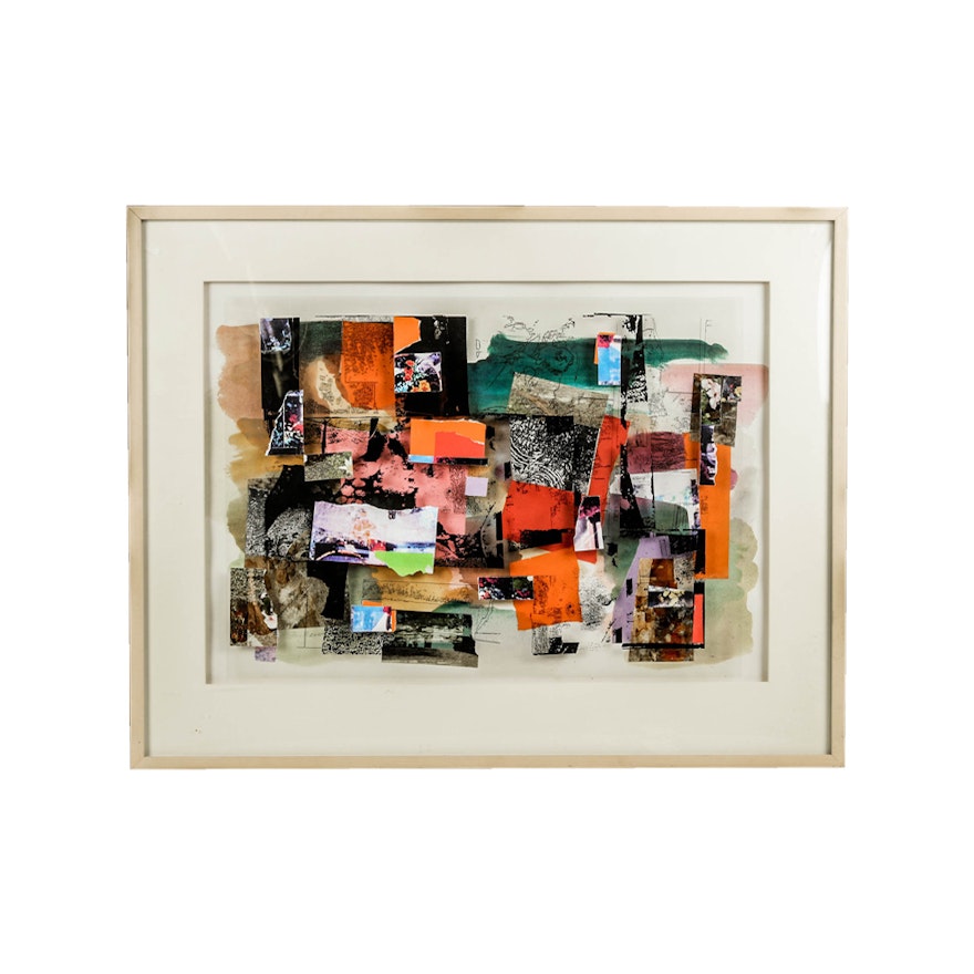 Don Werner Framed Mixed Media Collage "Gatherings"