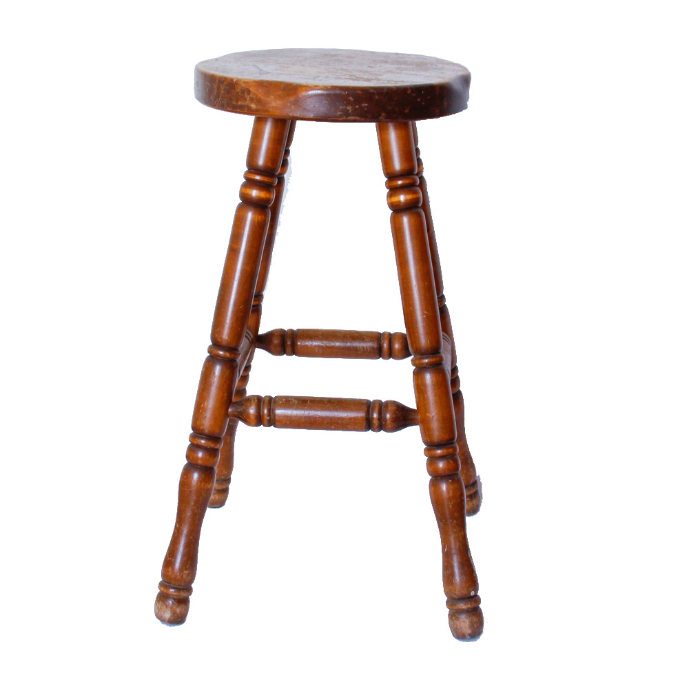 Dark Stained Oak Barstool