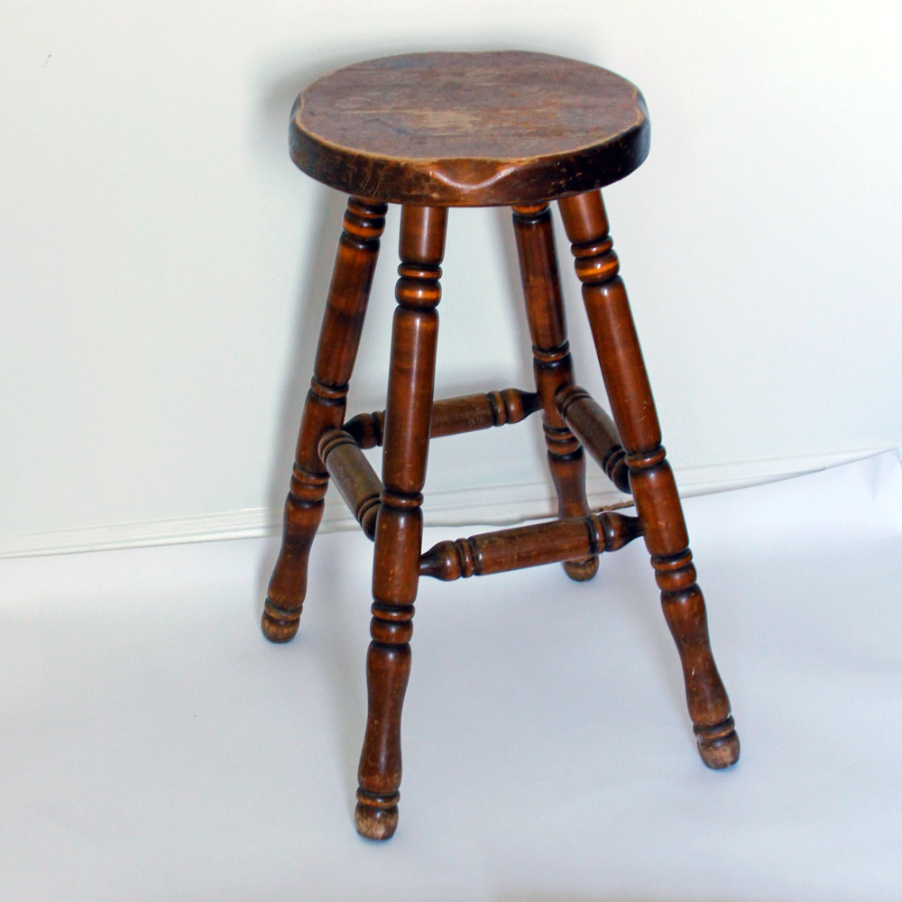 Dark Stained Oak Barstool