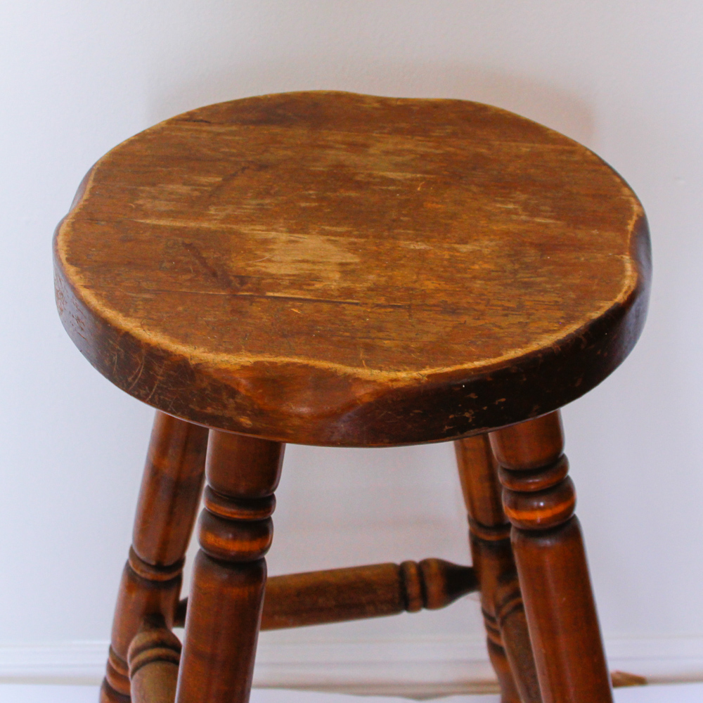 Dark Stained Oak Barstool