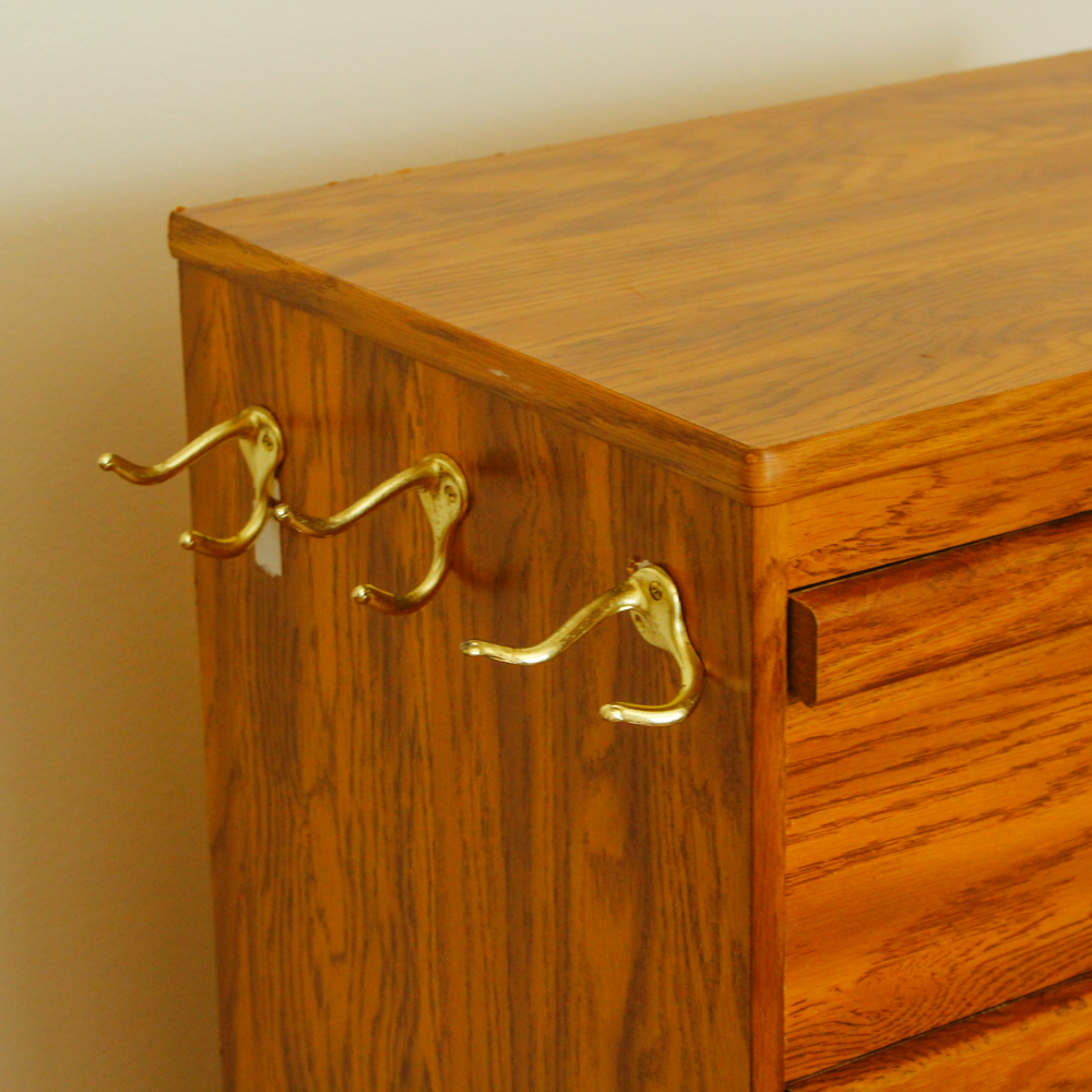 Five-Drawer Laminate Dresser With Oak Finish