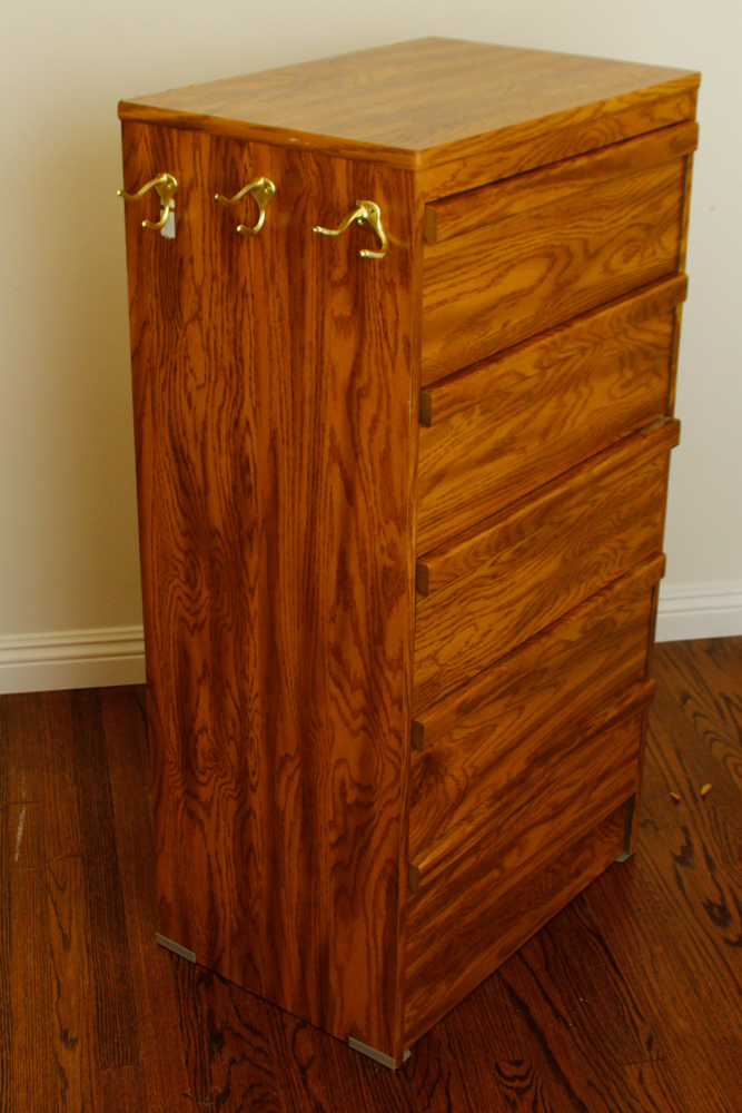 Five-Drawer Laminate Dresser With Oak Finish