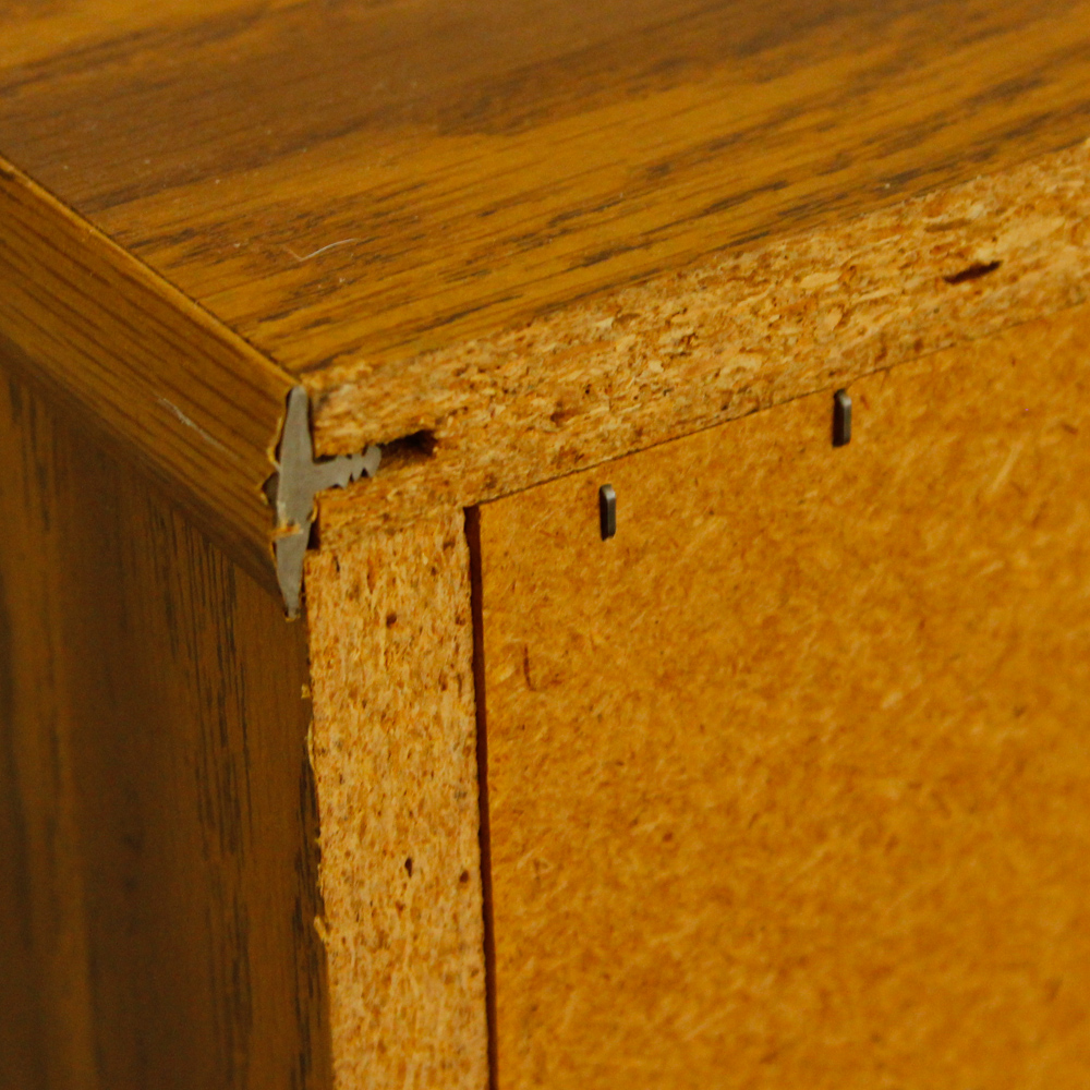 Five-Drawer Laminate Dresser With Oak Finish