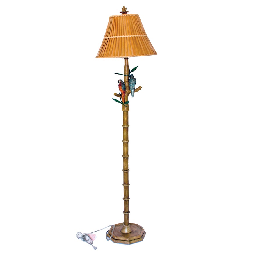 Floor Lamp with Two Parrot Figures