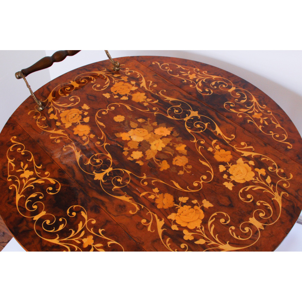 Vintage Italian-Style Marquetry Wine Trolley