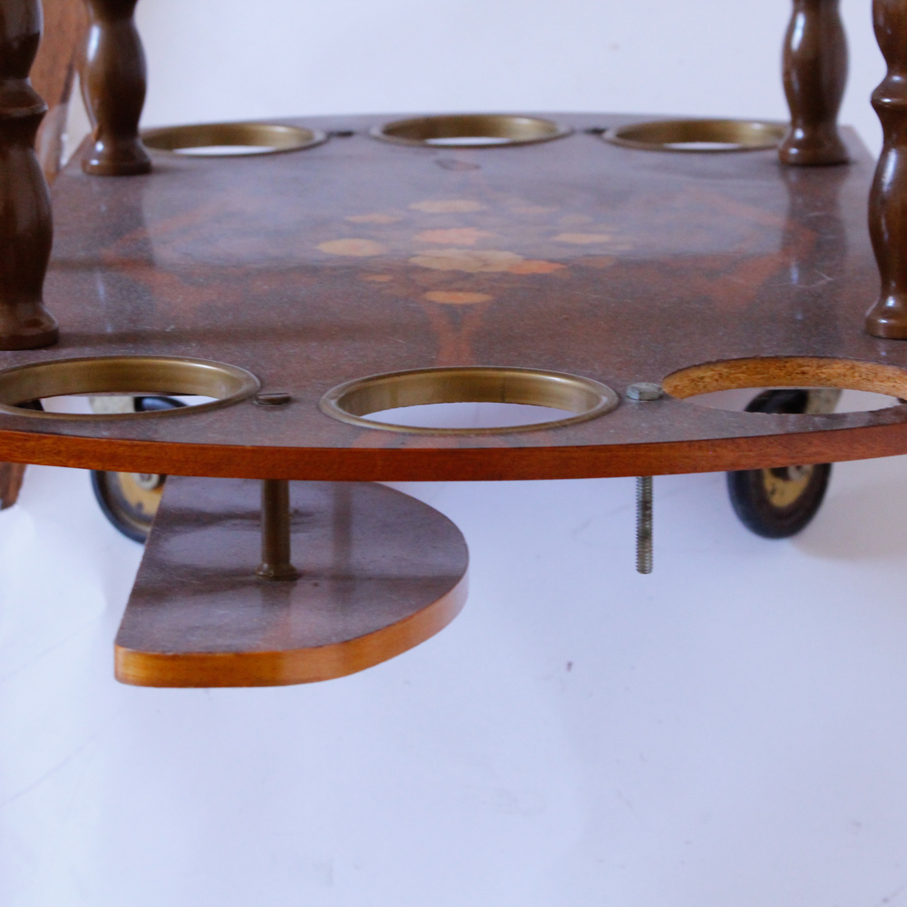 Vintage Italian-Style Marquetry Wine Trolley