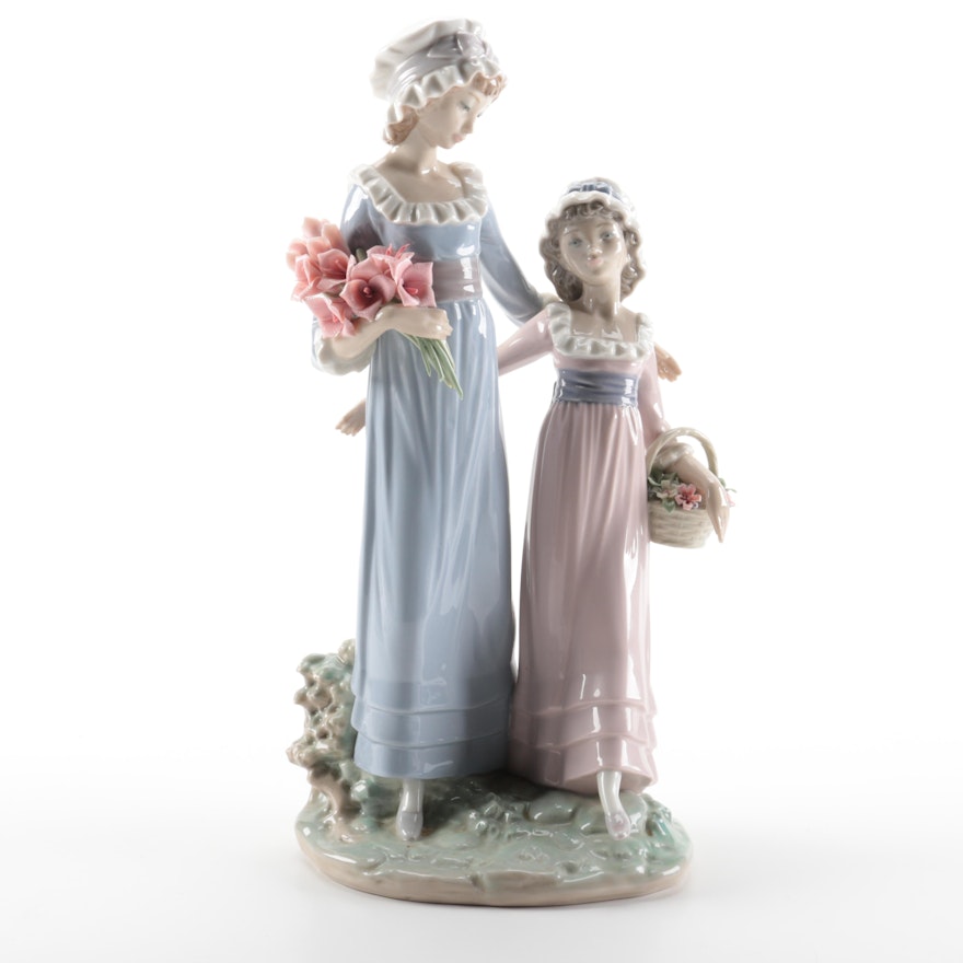 Lladró "Sisters With Flowers" Porcelain Figurine