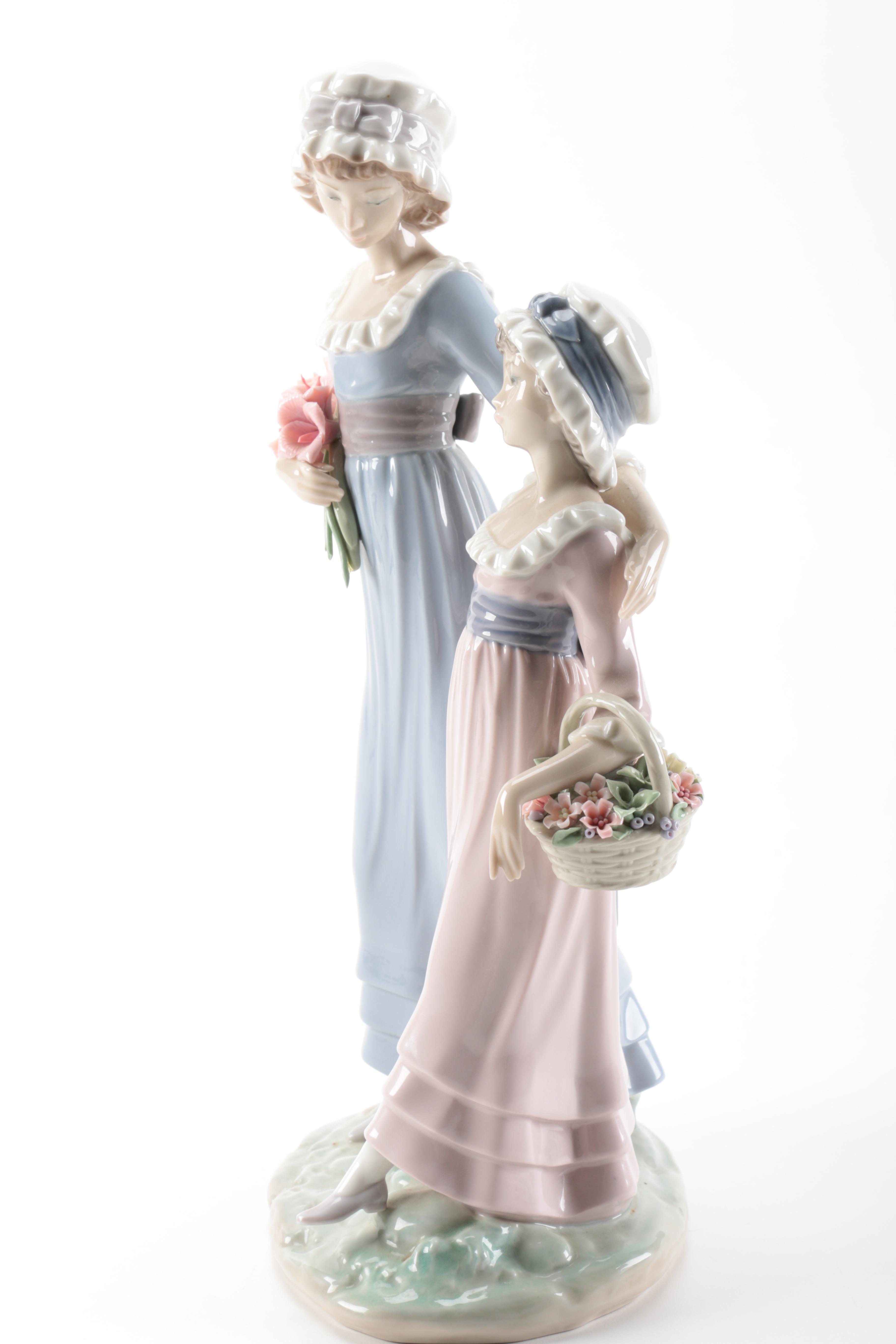Lladró "Sisters With Flowers" Porcelain Figurine