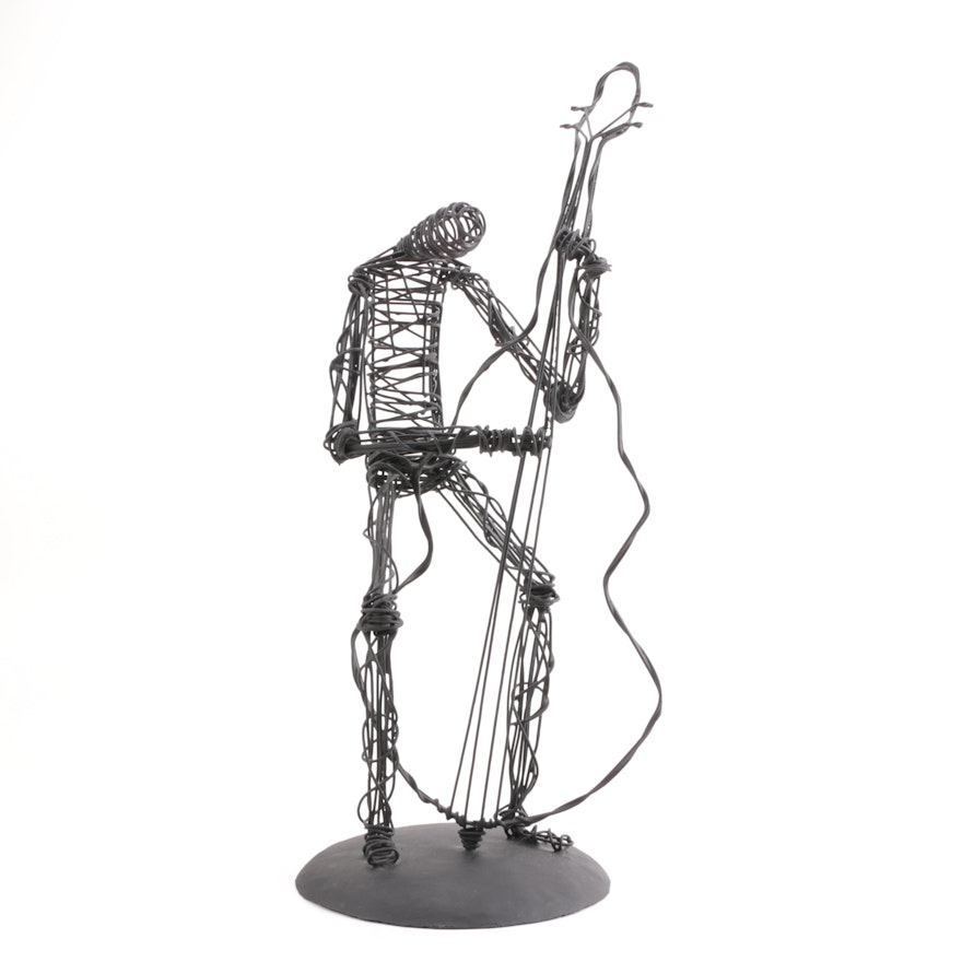 Wire Sculpture of Figure Playing Cello
