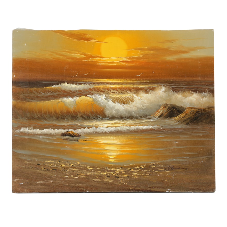 Revens Oil Painting on Canvas of a Seascape