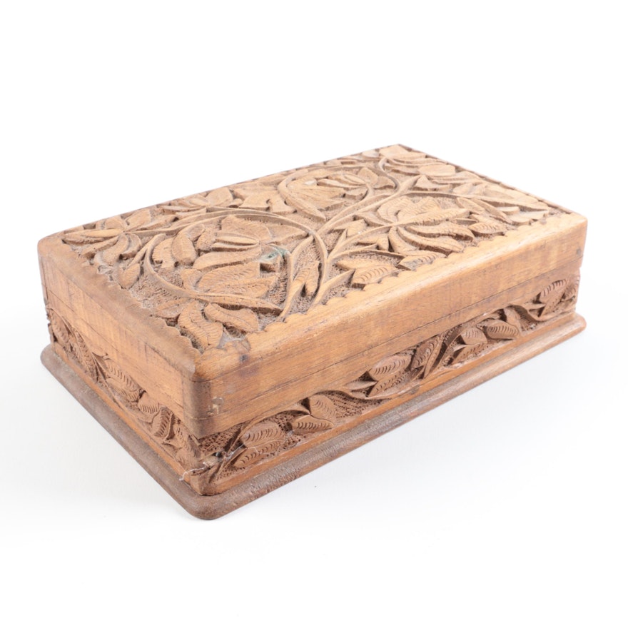 Intricately Carved Wooden Box