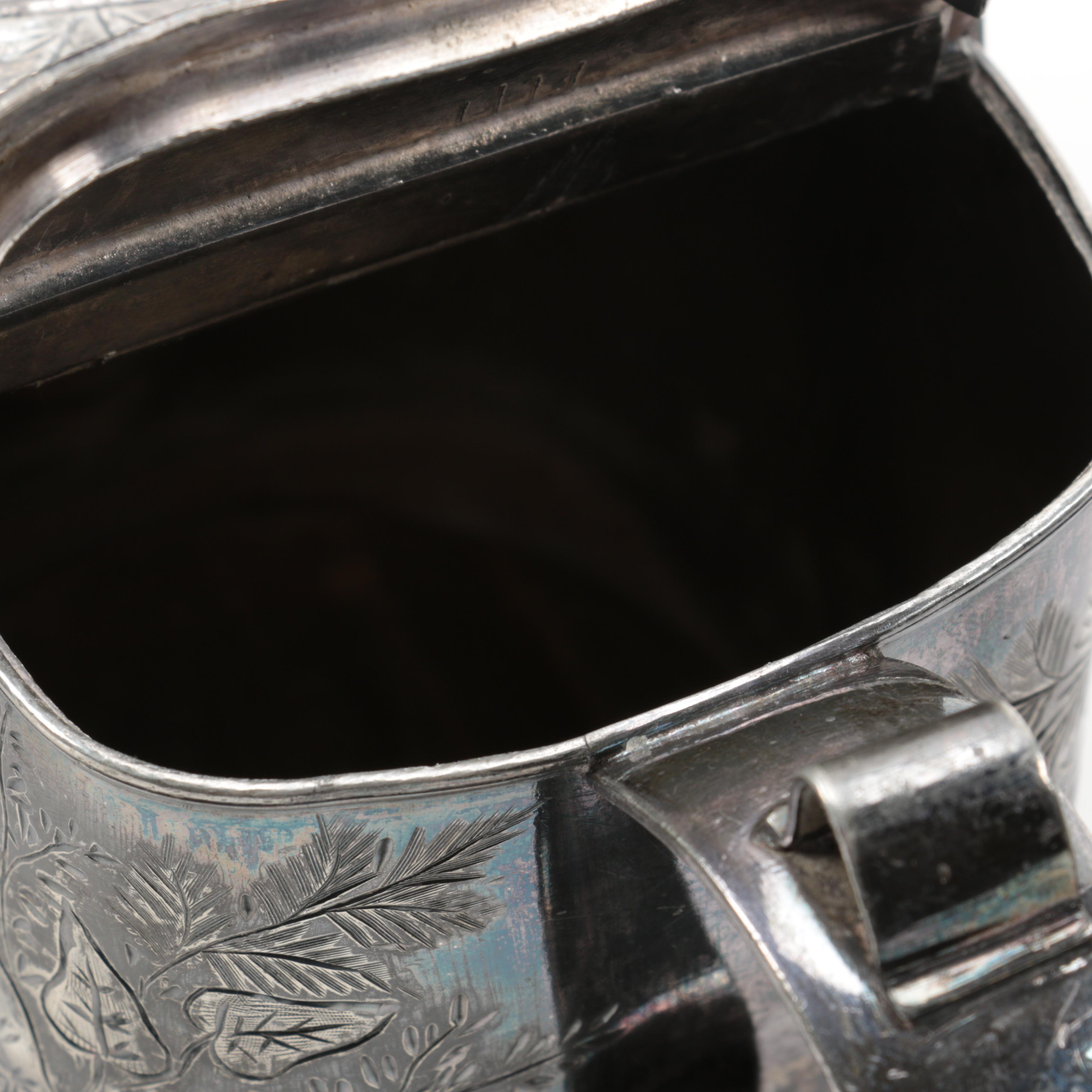 Thomas Otley & Sons Silver Plate Hot Water Pot and Silver Plate Cruet Set