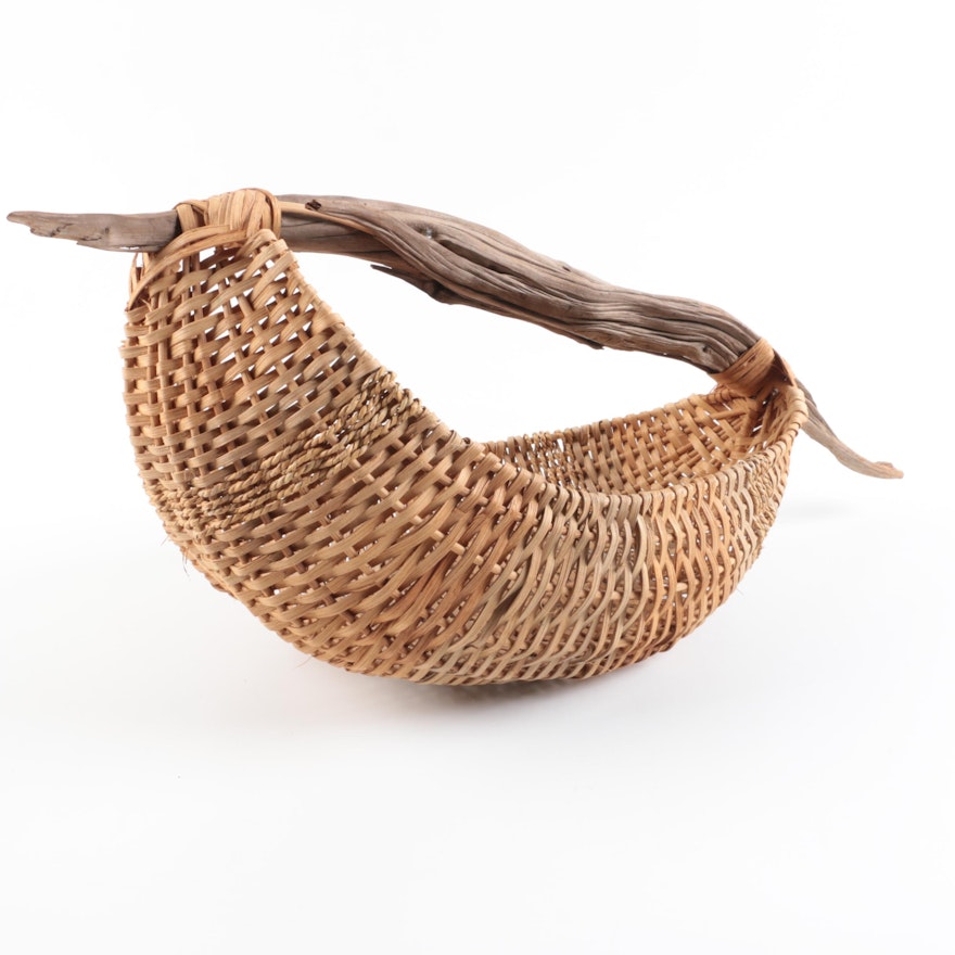 Decorative Basket with Driftwood Handle.