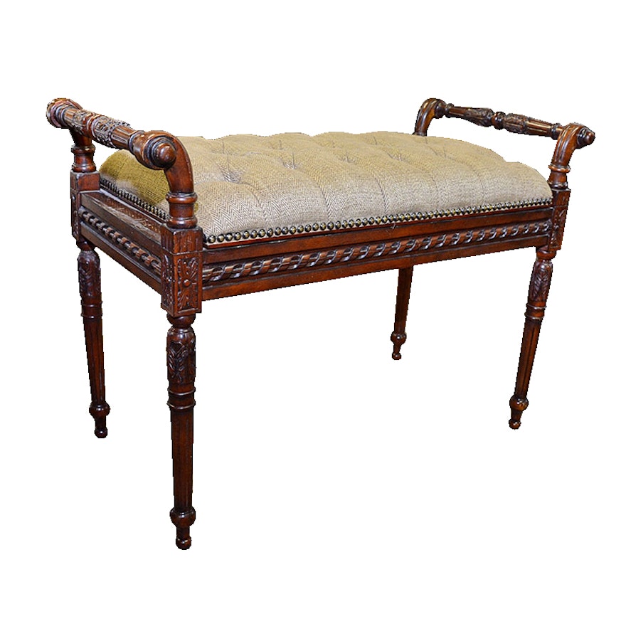 Louis XVI Style Button-Tufted Storage Bench by Maitland-Smith