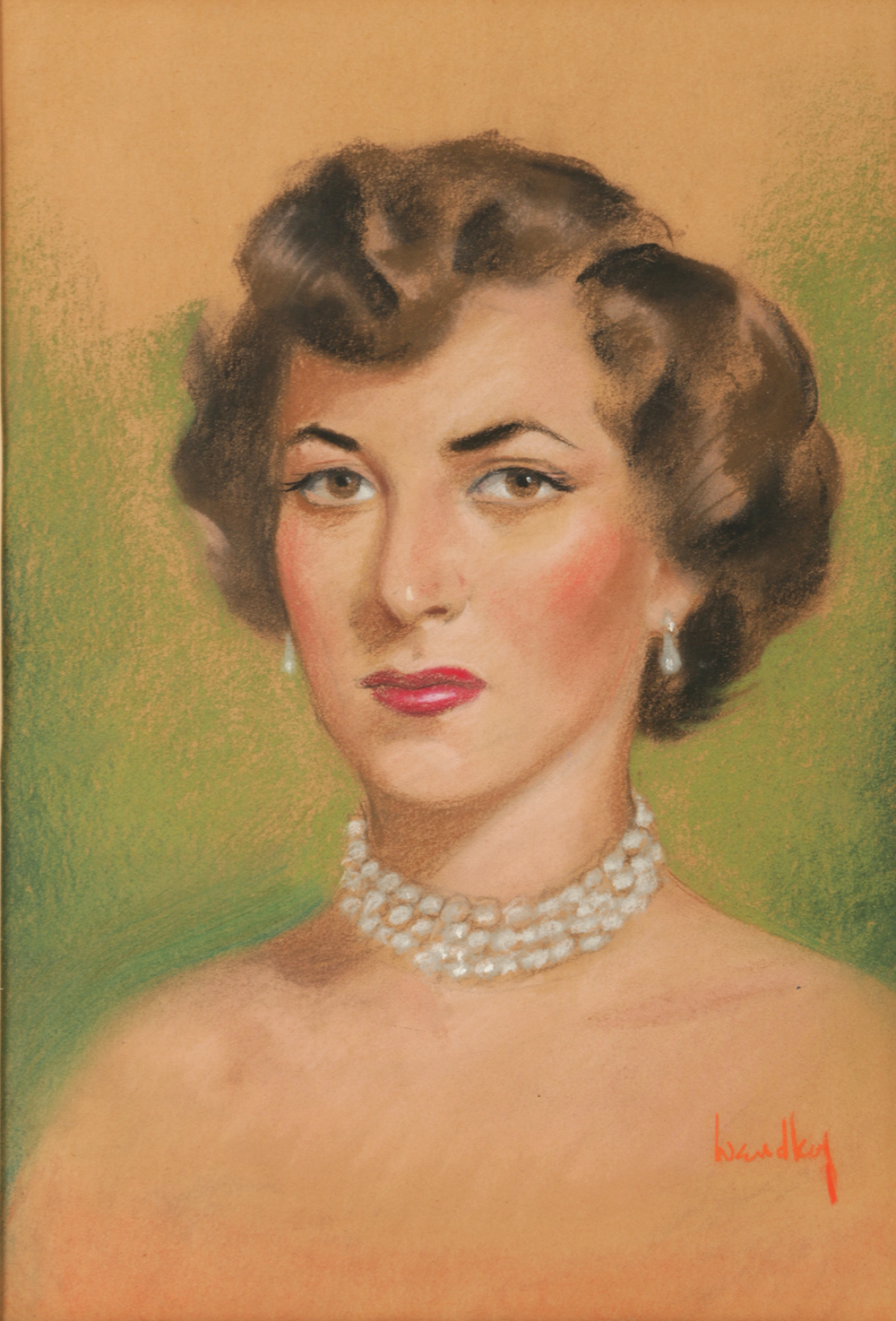 Pastel Portrait Drawing on Paper of a Woman