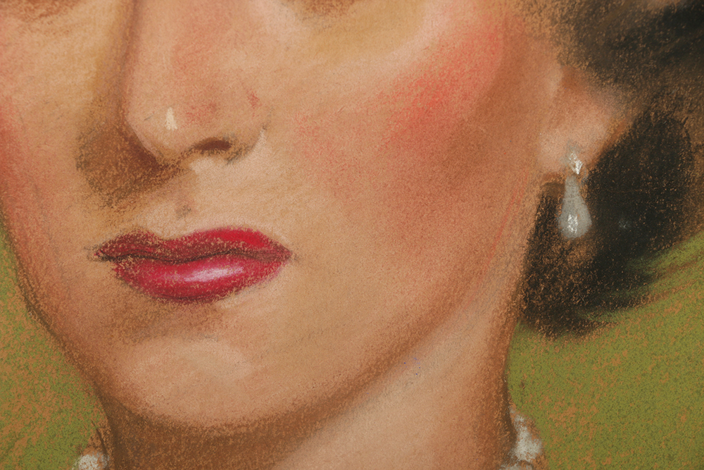 Pastel Portrait Drawing on Paper of a Woman