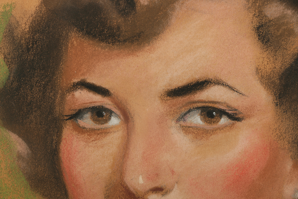 Pastel Portrait Drawing on Paper of a Woman