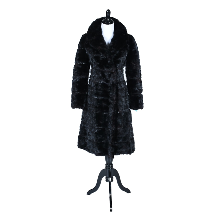 Vintage Black Mink Coat with Convertible Hem