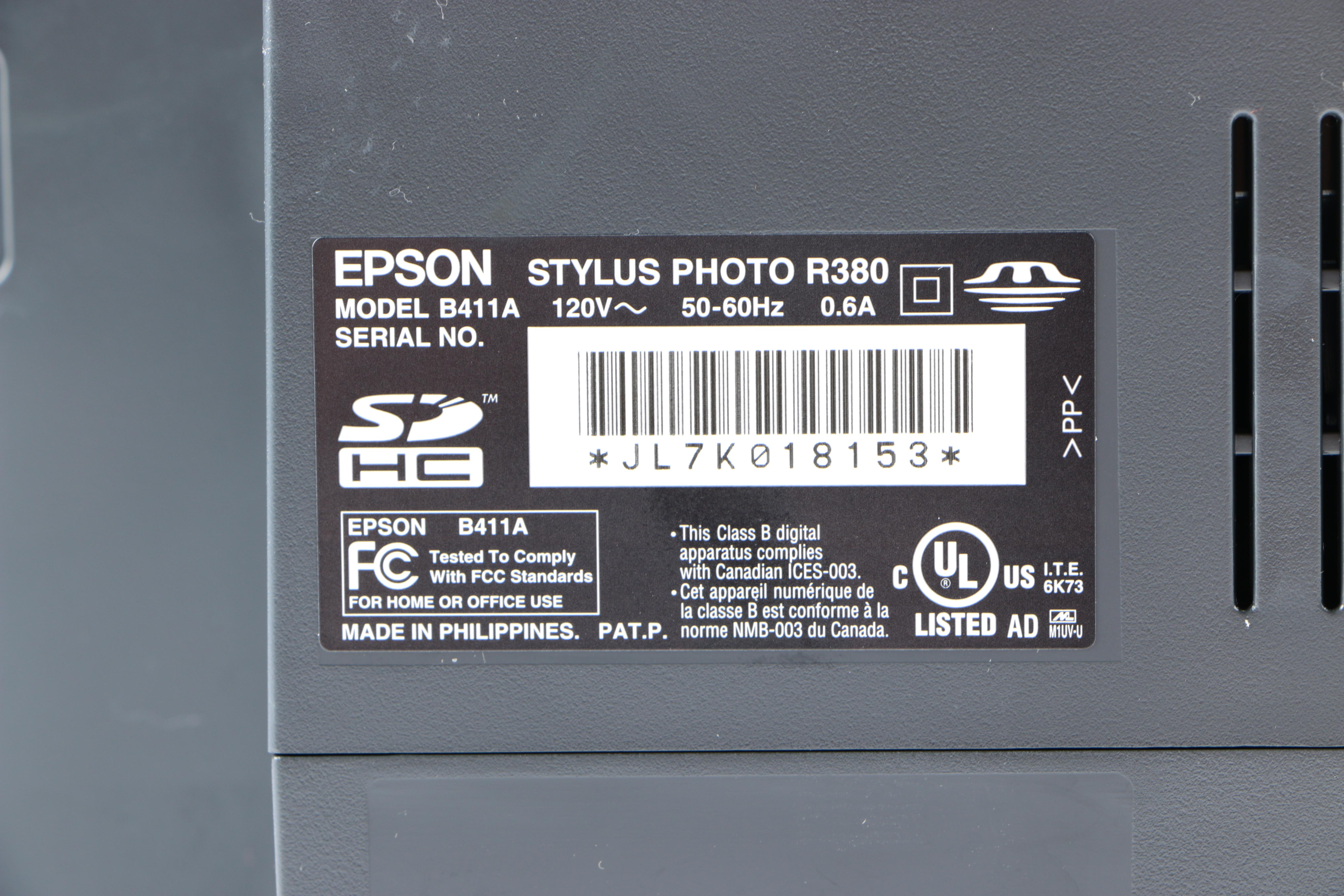 Epson Ultra Hi-Definition R380 Photo Printer