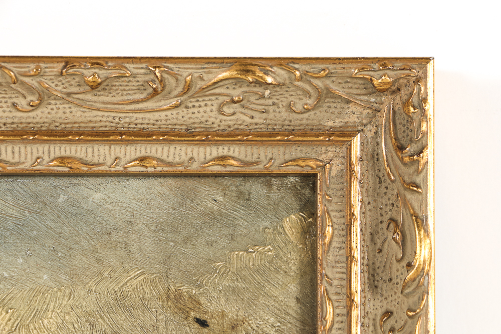 Early 20th-Century Dutch Oil Painting on Panel Wintry Landscape