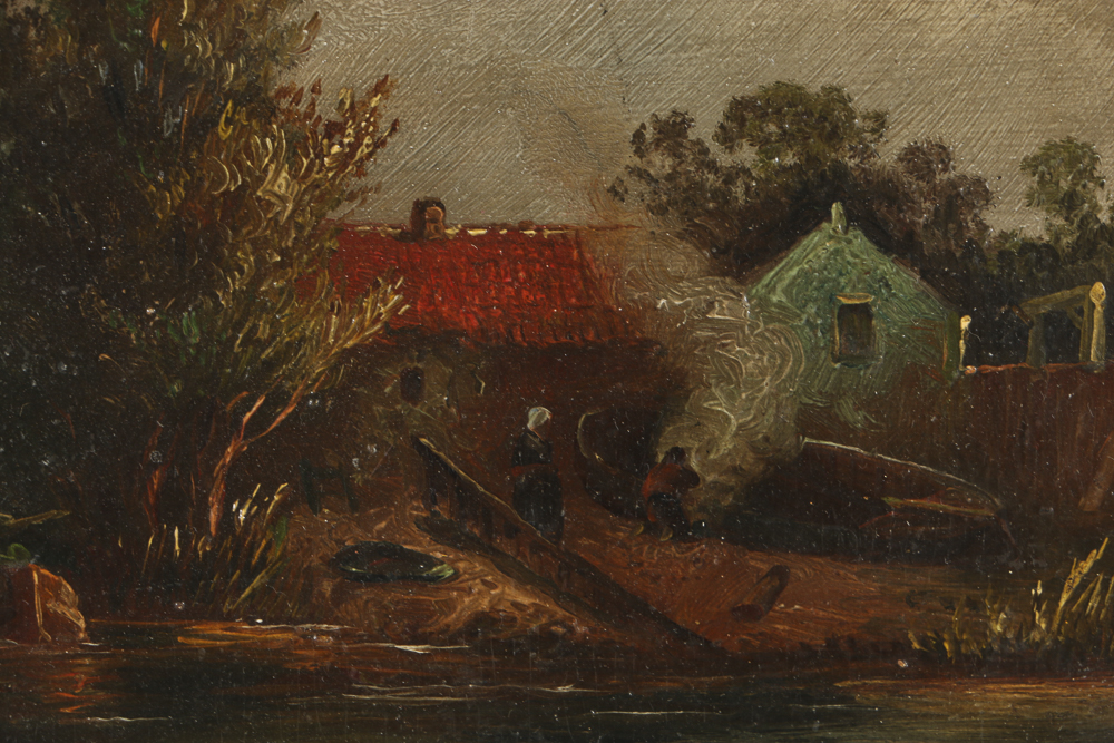 Early 20th-Century Dutch Oil Painting on Panel Genre Scene