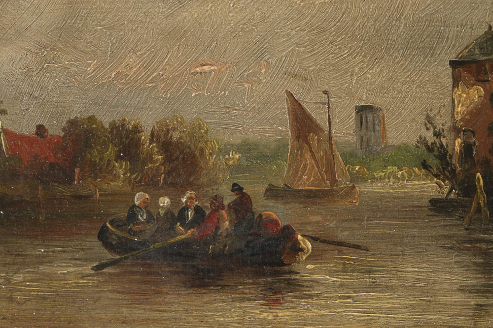 Early 20th-Century Dutch Oil Painting on Panel Genre Scene