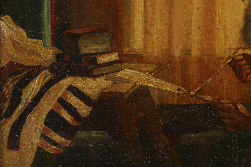 19th-Century Oil Painting on Panel of a Rabbi