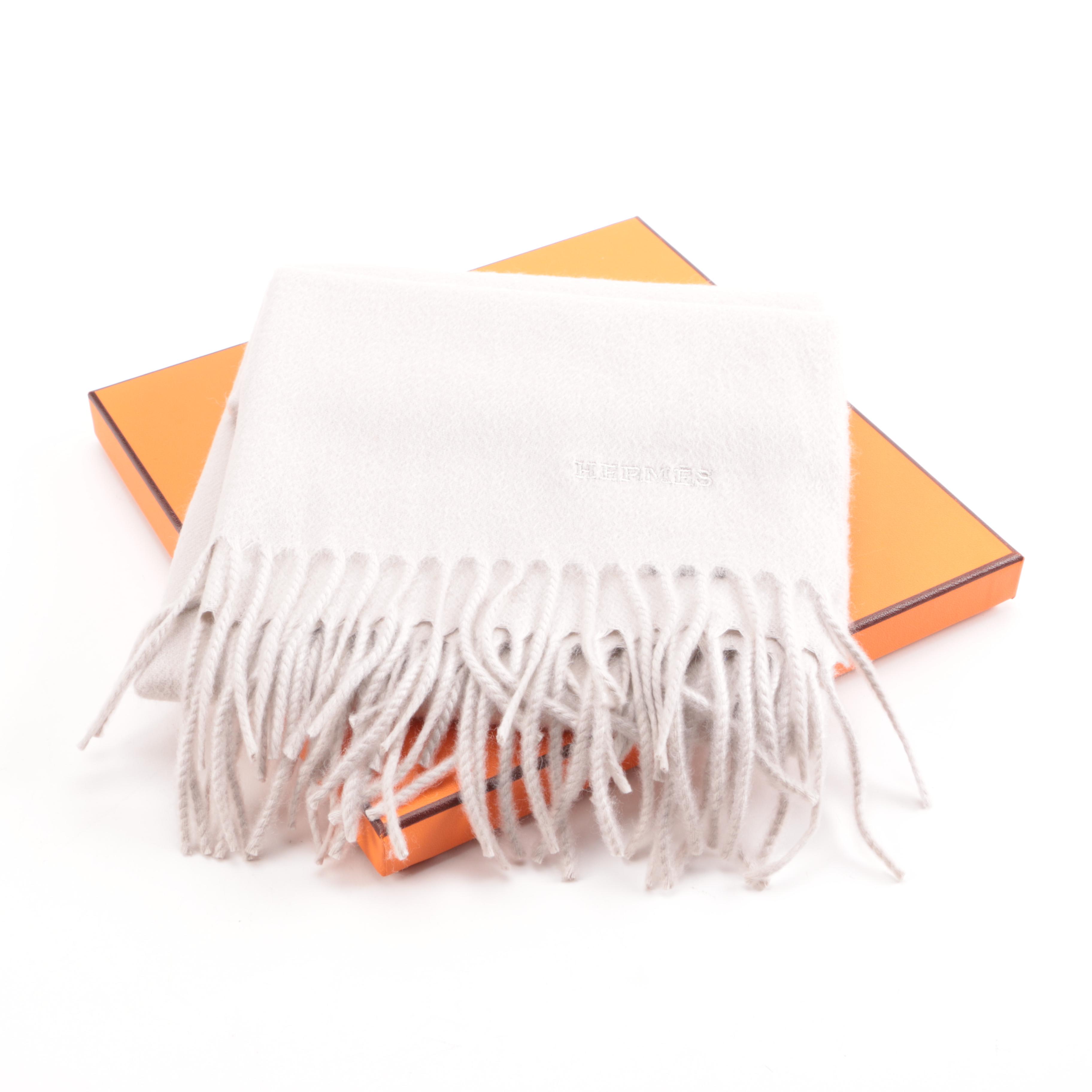 Hermès Cashmere Unie Brodee Muffler