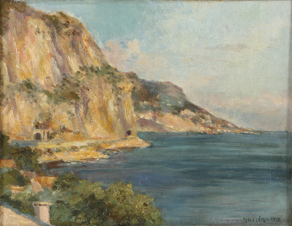 1913 Oil Painting on Canvas Coastal Landscape