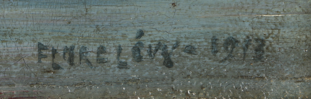1913 Oil Painting on Canvas Coastal Landscape