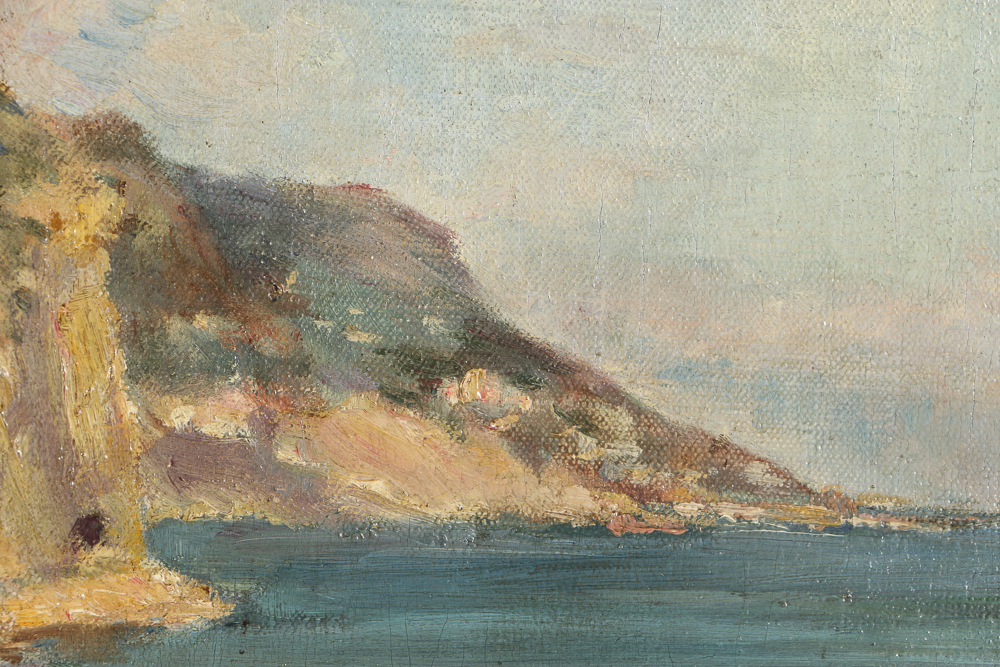 1913 Oil Painting on Canvas Coastal Landscape