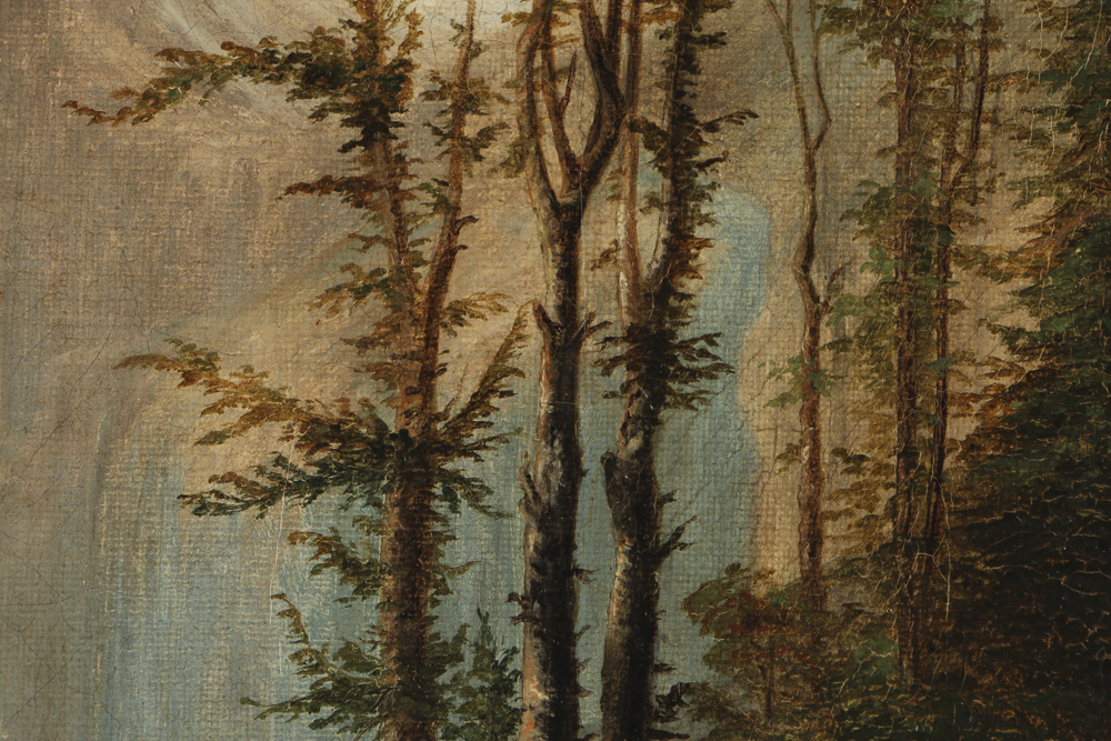 19th-Century Continental Oil Painting on Canvas Landscape