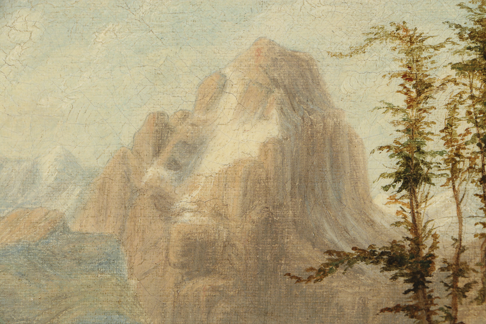 19th-Century Continental Oil Painting on Canvas Landscape