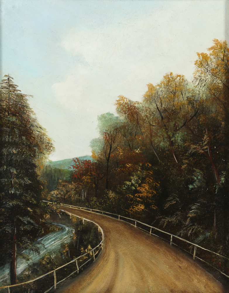 Early 20th-Century Oil Painting on Panel Landscape