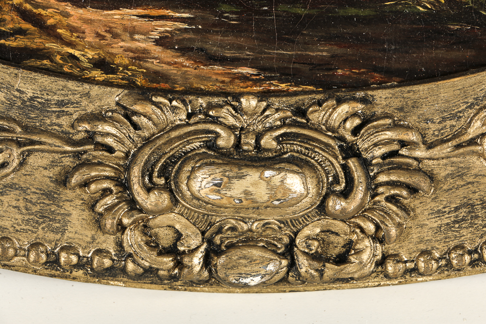 19th-Century English Landscape Painting in Oval Frame