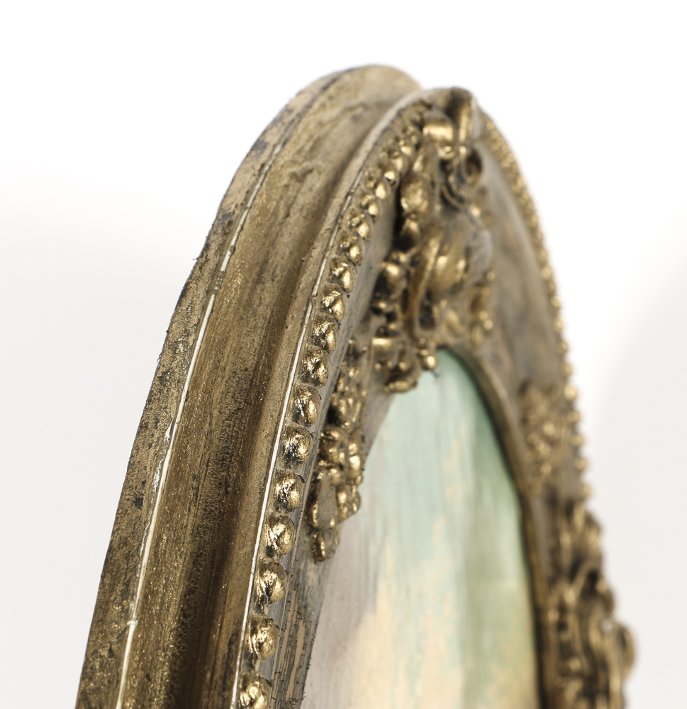 19th-Century English Landscape Painting in Oval Frame