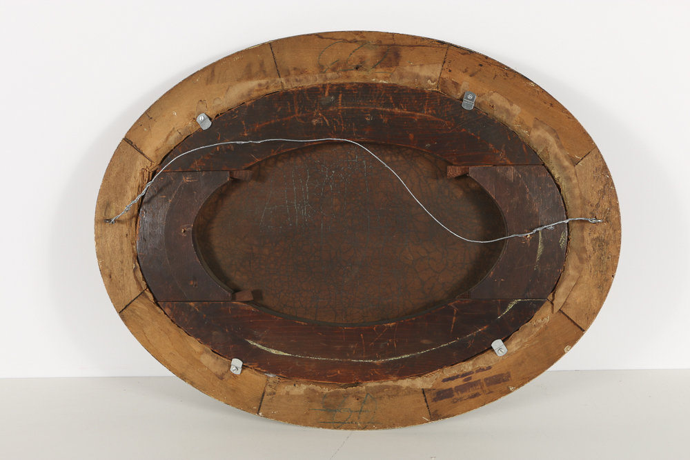 19th-Century English Landscape Painting in Oval Frame