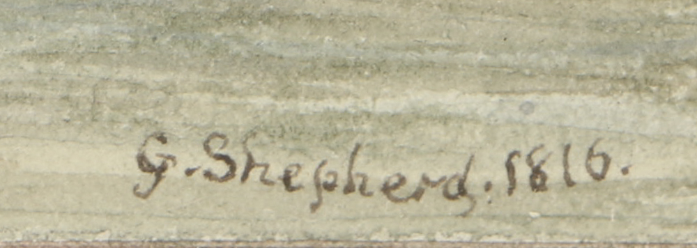 George Shepherd Watercolor Painting on Paper "Temple Mills Bridge over Lea River, 1816"