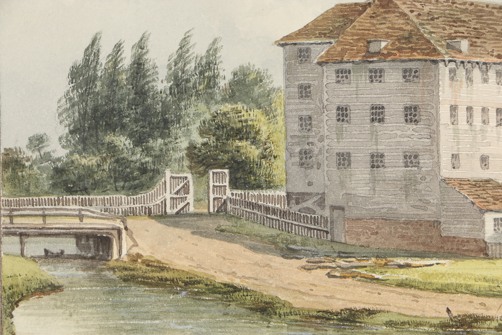 George Shepherd Watercolor Painting on Paper "Temple Mills Bridge over Lea River, 1816"