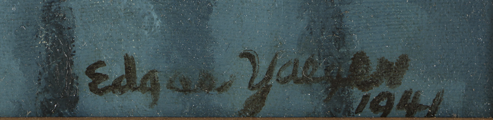 Edgar Yaegar Oil Painting on Canvas "Nude With One Arm Down"