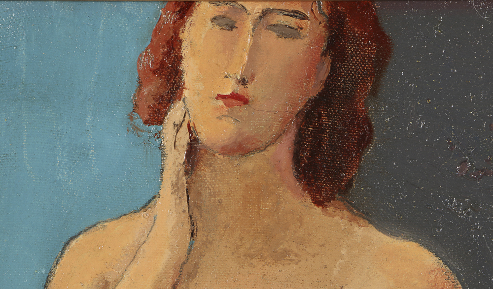 Edgar Yaegar Oil Painting on Canvas "Nude With One Arm Down"