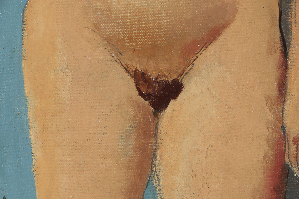 Edgar Yaegar Oil Painting on Canvas "Nude With One Arm Down"