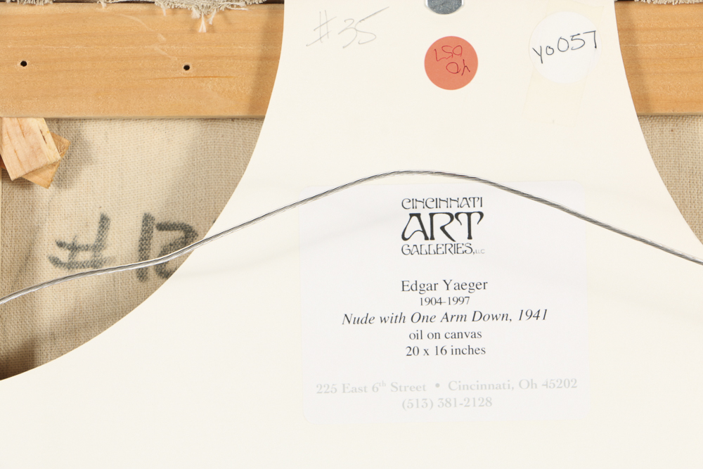 Edgar Yaegar Oil Painting on Canvas "Nude With One Arm Down"