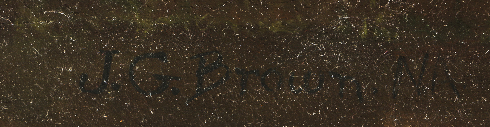 John George Brown Oil Painting on Canvas of a Boy and Sailboat