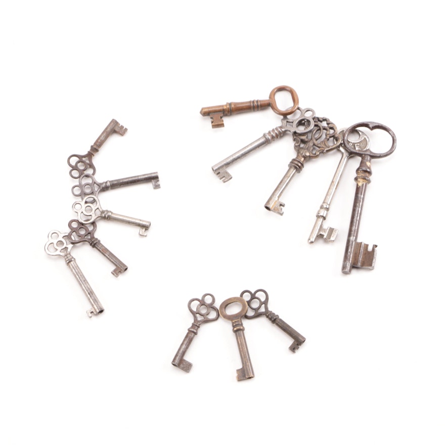 Collection of Thirteen Antique Assorted Keys